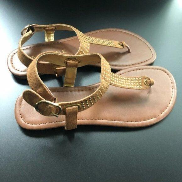Rampage Women's Brown and Gold Flat Buckle Sandals Size 7 - Picture 7 of 8